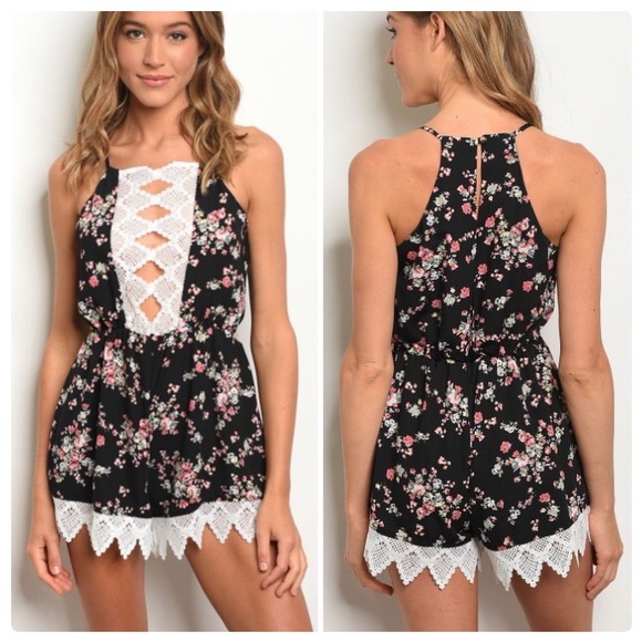 littlegypsie Pants - *CLEARANCE* Amelia Black Lace Romper
